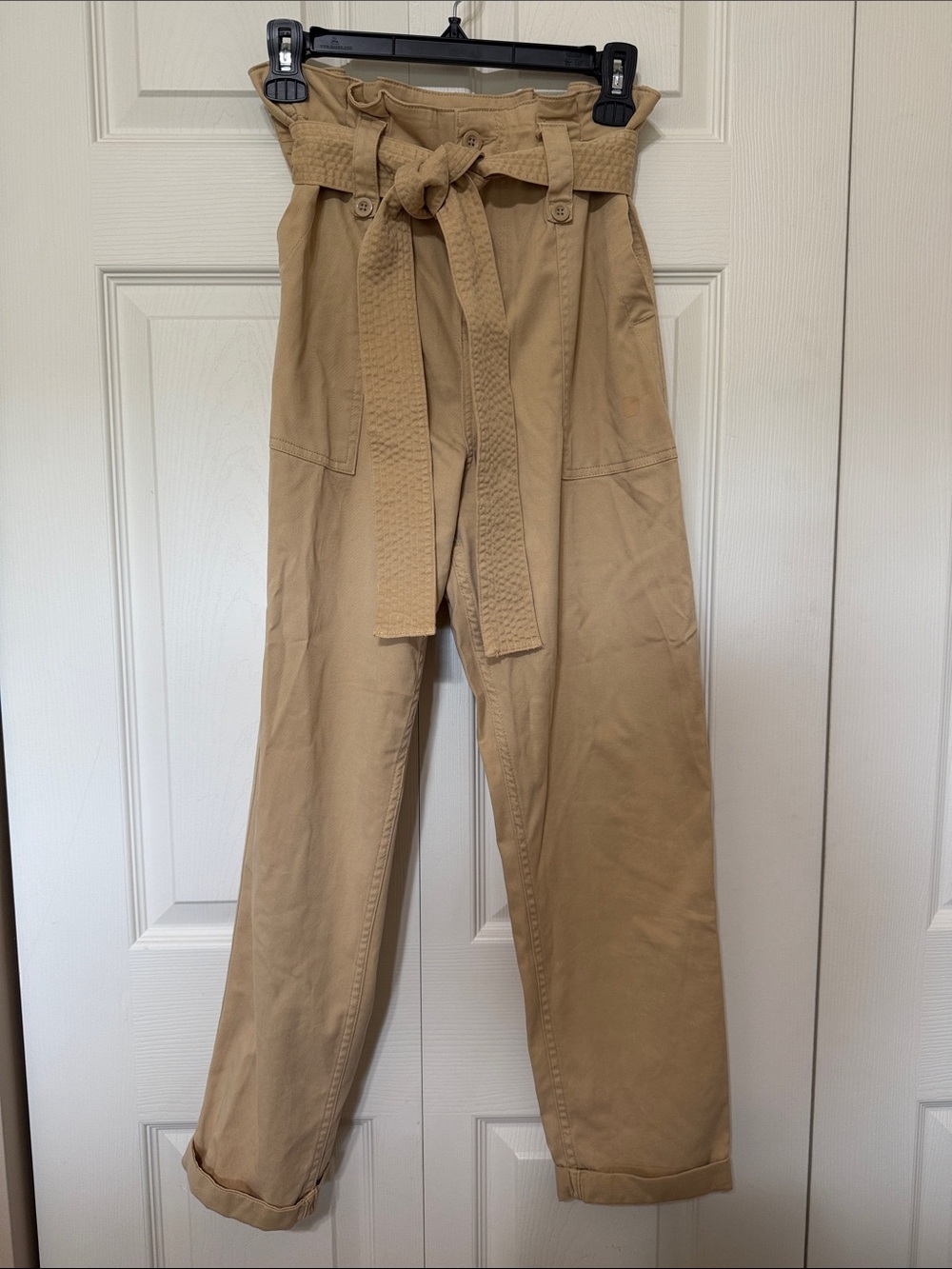 Topshop Tan Paperbag Waist Chinos with Self-Tie Belt